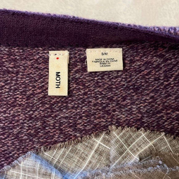 Moth Anthropologie Cropped Knit Sweater Top Shrug Purple Sz S/M - Picture 10 of 11